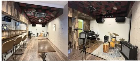 N-スタジオ：ドラム、ピアノのある部屋とカウンター席
