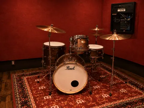STUDIO BAYD 高円寺店：ドラムのある赤い壁の部屋